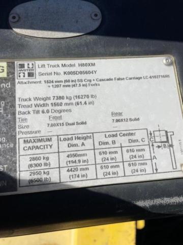 K005D05604Y - 2005 HYST FORKLIFT YELLOW photo 5