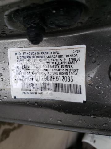 2HGFG12968H512085 - 2008 HONDA CIVIC EXL Boz foto 10