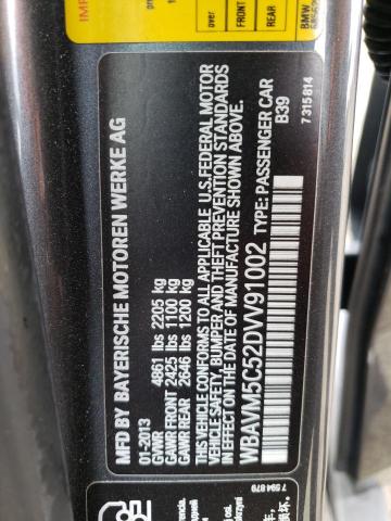 WBAVM5C52DVV91002 - 2013 BMW X1 XDRIVE3 رمادي صورة 10