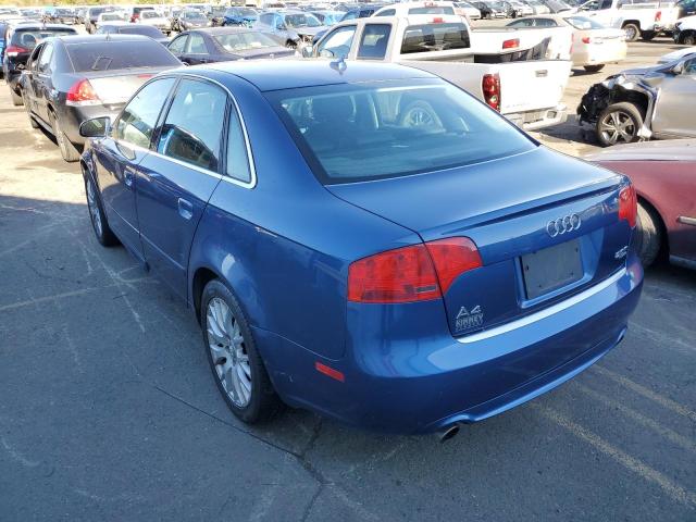 WAUDF78E88A153303 - 2008 AUDI A4 2.0T QU BLUE photo 3