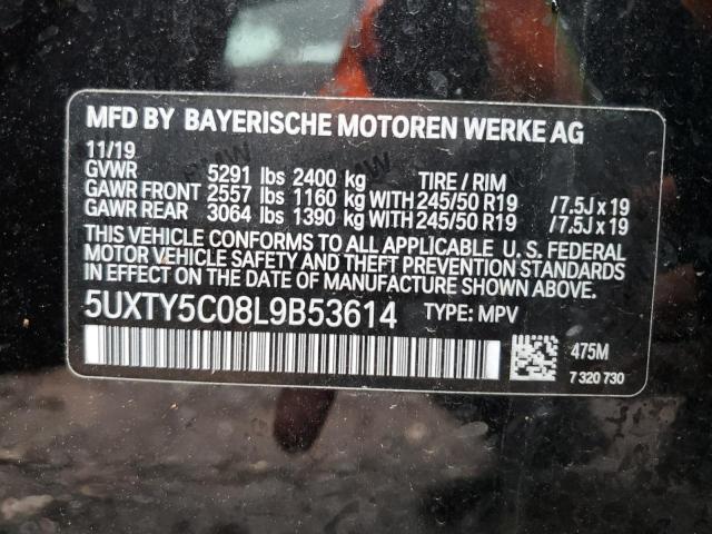 5UXTY5C08L9B53614 - 2020 BMW X3 XDRIVE3 BLACK photo 10