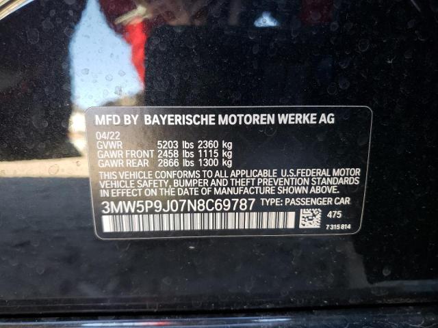 3MW5P9J07N8C69787 - 2022 BMW 330XE BLACK photo 10