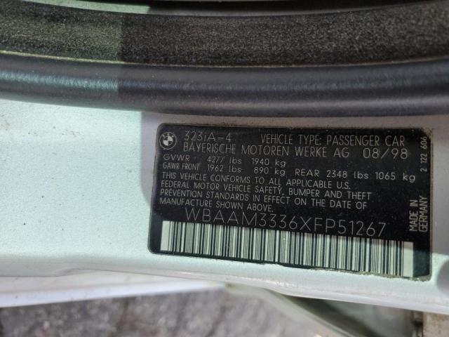 WBAAM3336XFP51267 - 1999 BMW 3 SERIES SILVER photo 10