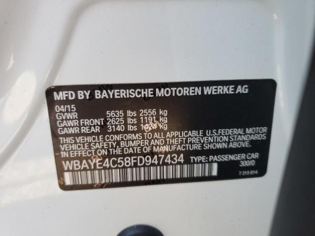 WBAYE4C58FD947434 - 2015 BMW 740 LI WHITE photo 10