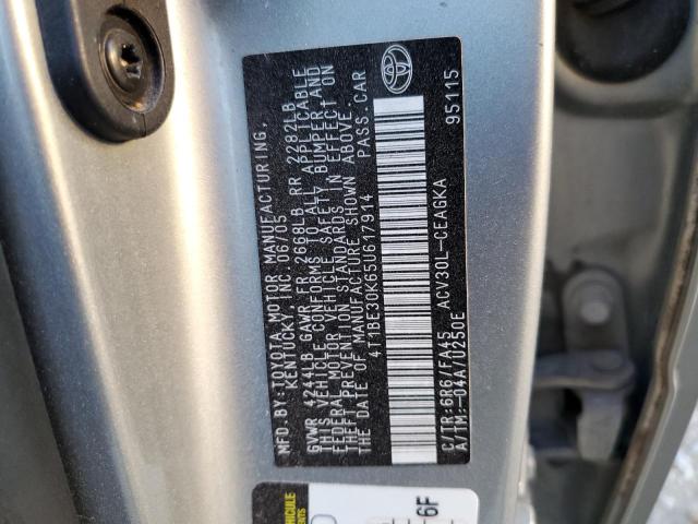 4T1BE30K65U617914 - 2005 TOYOTA CAMRY LE SILVER photo 10