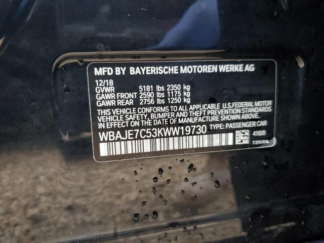WBAJE7C53KWW19730 - 2019 BMW 540 XI BLACK photo 10