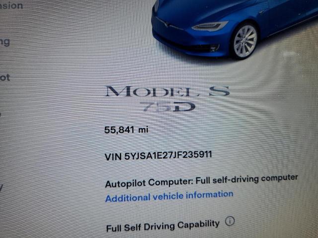 5YJSA1E27JF235911 - 2018 TESLA MODEL S Azul foto 8