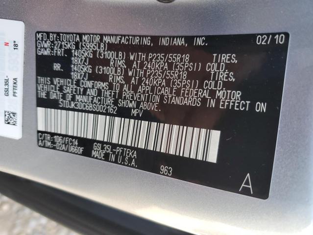 5TDJK3DC6BS002162 - 2011 TOYOTA SIENNA LE GRAY photo 10