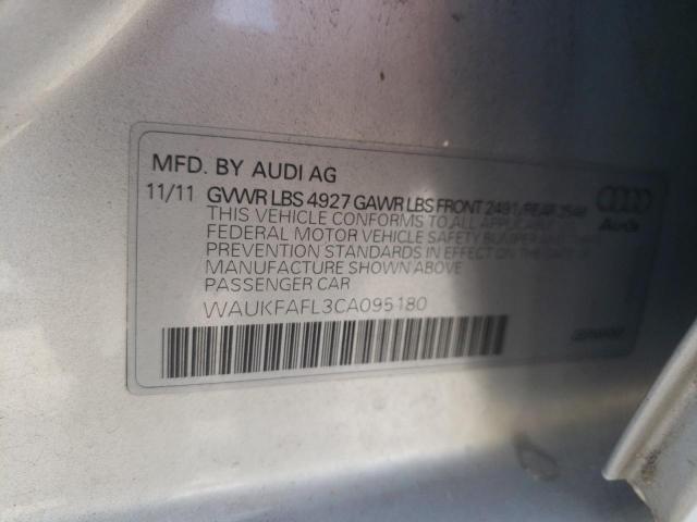 WAUKFAFL3CA095180 - 2012 AUDI A4 PRESTIG SILVER photo 10