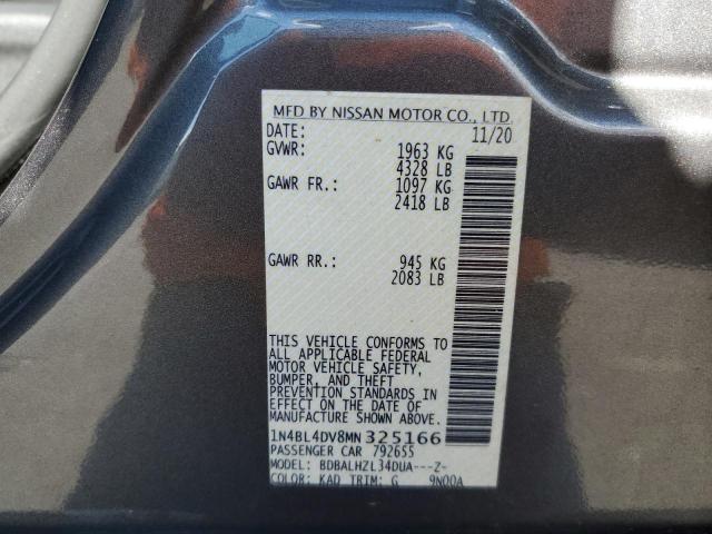 1N4BL4DV8MN325166 - 2021 NISSAN ALTIMA SV GRAY photo 10