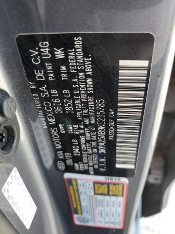 3KPA25AB9KE215785 - 2019 KIA RIO S GRAY photo 10