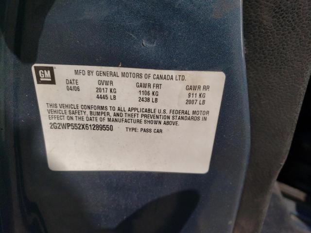 2G2WP552X61289550 - 2006 PONTIAC GRAND PRIX ლურჯი ფოტო 10