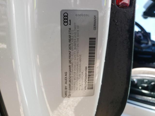 WAU24GF58JN002086 - 2018 AUDI S5 PRESTIG WHITE photo 10