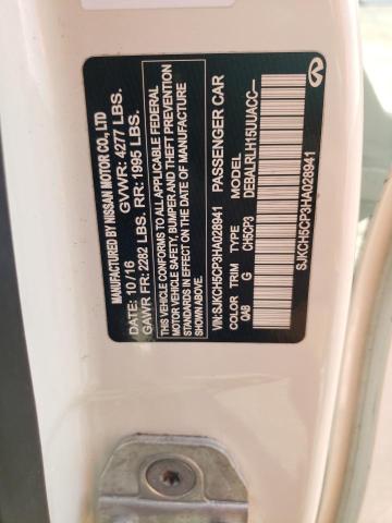 SJKCH5CP3HA028941 - 2017 INFINITI QX30 BASE WHITE photo 10