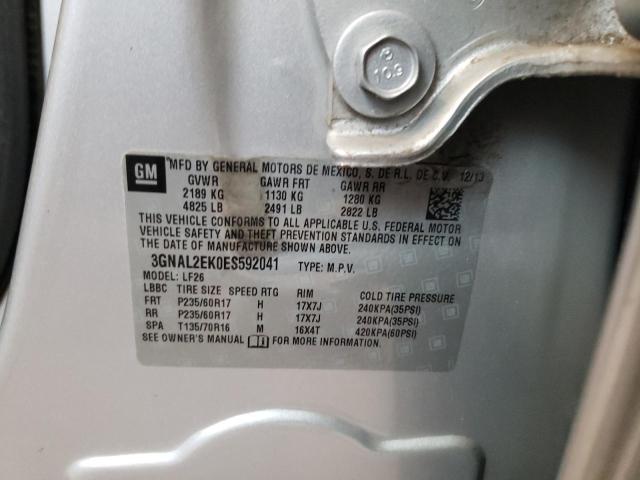 3GNAL2EK0ES592041 - 2014 CHEVROLET CAPTIVA LS 银色 照片 10