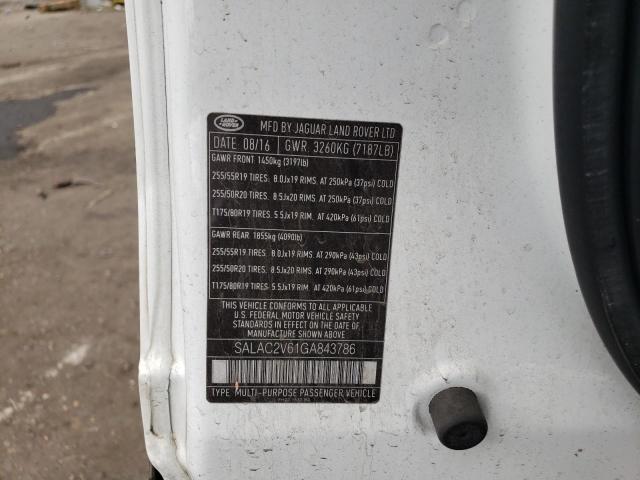 SALAC2V61GA843786 - 2016 LAND ROVER LR4 თეთრი ფოტო 10