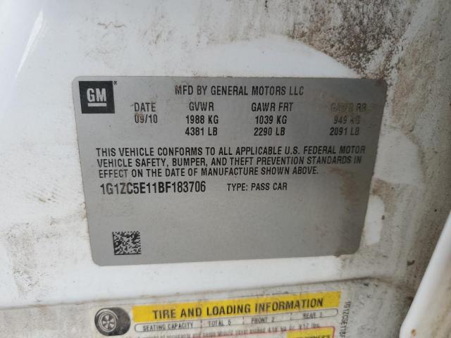 1G1ZC5E11BF183706 - 2011 CHEVROLET MALIBU 1LT თეთრი ფოტო 10