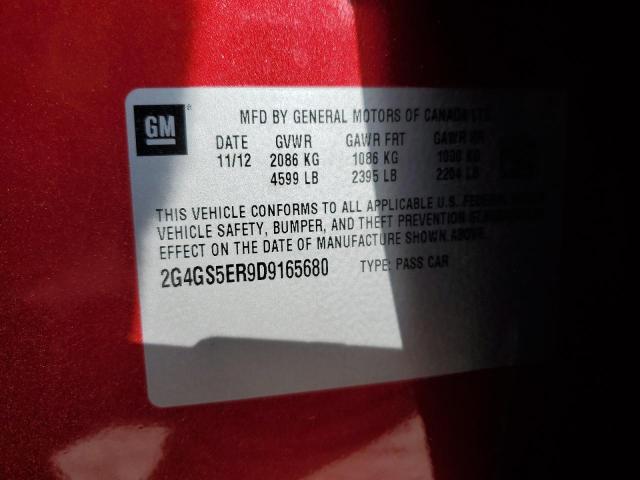 2G4GS5ER9D9165680 - 2013 BUICK REGAL PREM RED photo 10