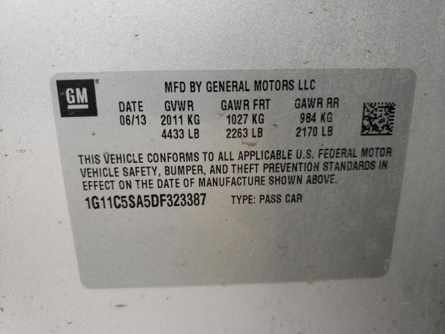 1G11C5SA5DF323387 - 2013 CHEVROLET MALIBU 1LT 银色 照片 10