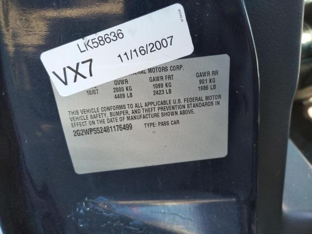 2G2WP552481176499 - 2008 PONTIAC GRAND PRIX 蓝色 照片 10