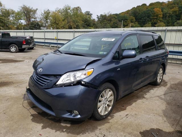 5TDJZ3DC7HS168825 - 2017 TOYOTA SIENNA LE BLUE photo 2