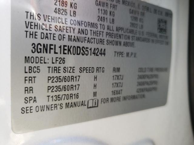 3GNFL1EK0DS514244 - 2013 CHEVROLET CAPTIVA LS 白色 照片 10