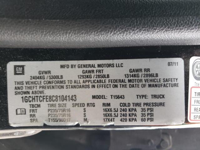 1GCHTCFE8C8104143 - 2012 CHEVROLET COLORADO L BLACK photo 10