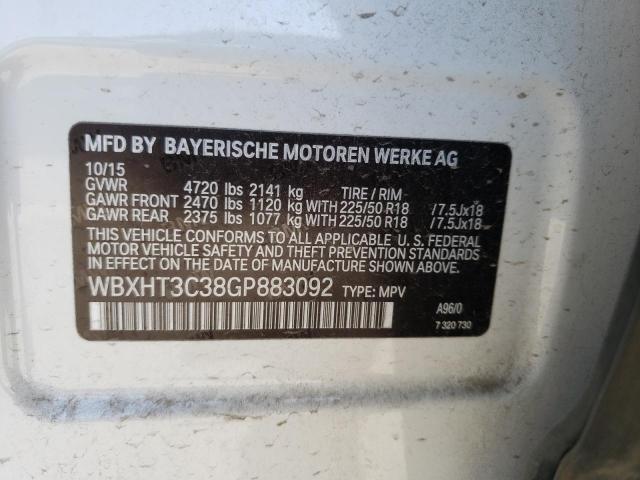 WBXHT3C38GP883092 - 2016 BMW X1 XDRIVE2 WHITE photo 10