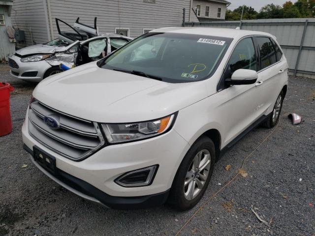 2FMTK4J85FBB76371 - 2015 FORD EDGE SEL WHITE photo 2