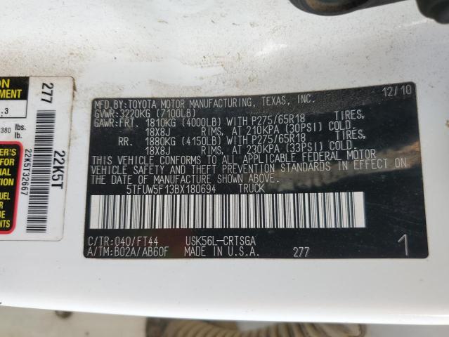 5TFUW5F13BX180694 - 2011 TOYOTA TUNDRA DOU WHITE photo 10