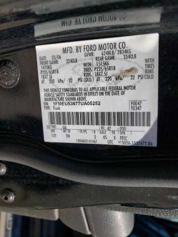 1FMEU53877UA05252 - 2007 FORD EXPLORER S BLACK photo 10