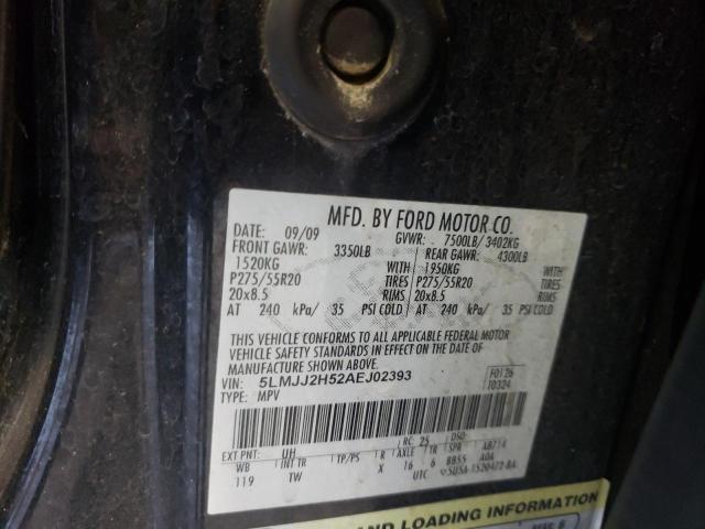 5LMJJ2H52AEJ02393 - 2010 LINCOLN NAVIGATOR 黑色 照片 10