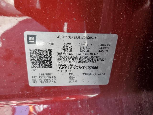 1GKS1AKC7KR107956 - 2019 GMC YUKON SLE MAROON photo 10