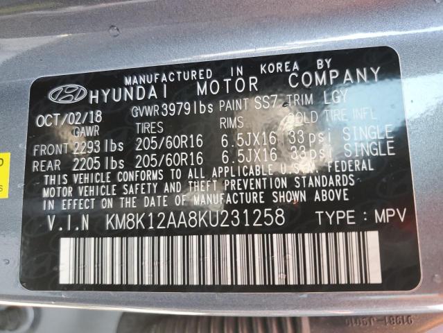 KM8K12AA8KU231258 - 2019 HYUNDAI KONA SE UNKNOWN - NOT OK FOR INV. photo 10