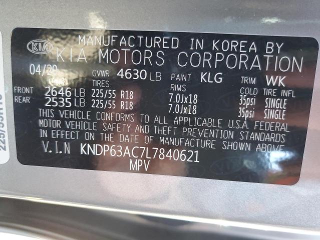 KNDP63AC7L7840621 - 2020 KIA SPORTAGE S GRAY photo 10