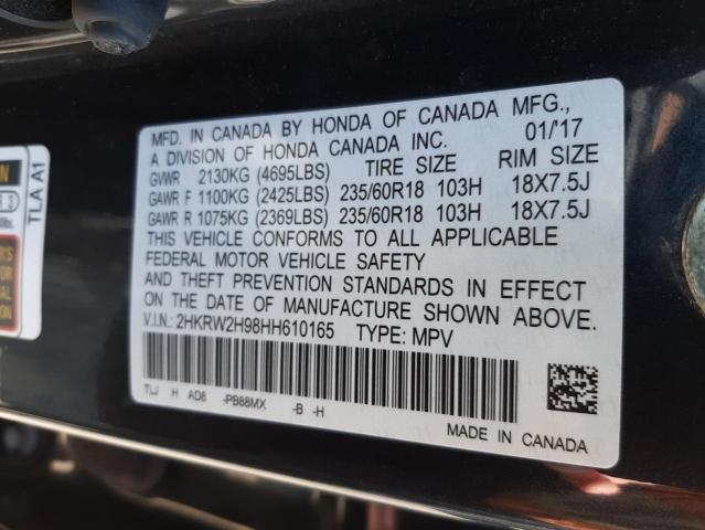 2HKRW2H98HH610165 - 2017 HONDA CR-V TOURI CHARCOAL photo 10