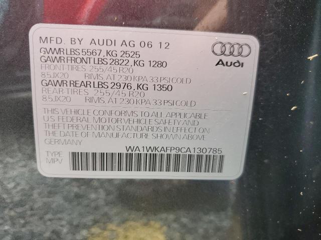 WA1WKAFP9CA130785 - 2012 AUDI Q5 PRESTIG CHARCOAL photo 10