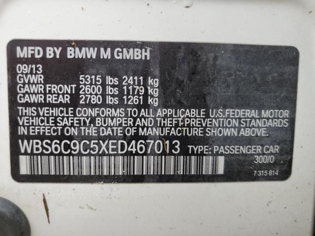 WBS6C9C5XED467013 - 2014 BMW M6 GRAN CO WHITE photo 10