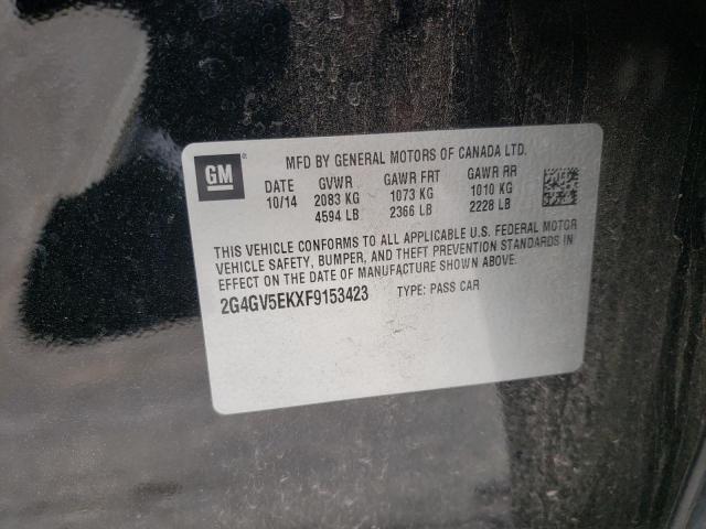 2G4GV5EKXF9153423 - 2015 BUICK REGAL BLACK photo 10