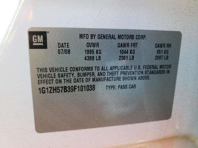 1G1ZH57B39F101038 - 2009 CHEVROLET MALIBU 1LT 白色 照片 10