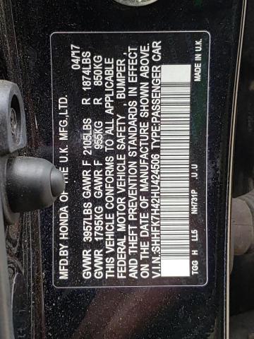 SHHFK7H42HU424506 - 2017 HONDA CIVIC SPOR BLACK photo 10