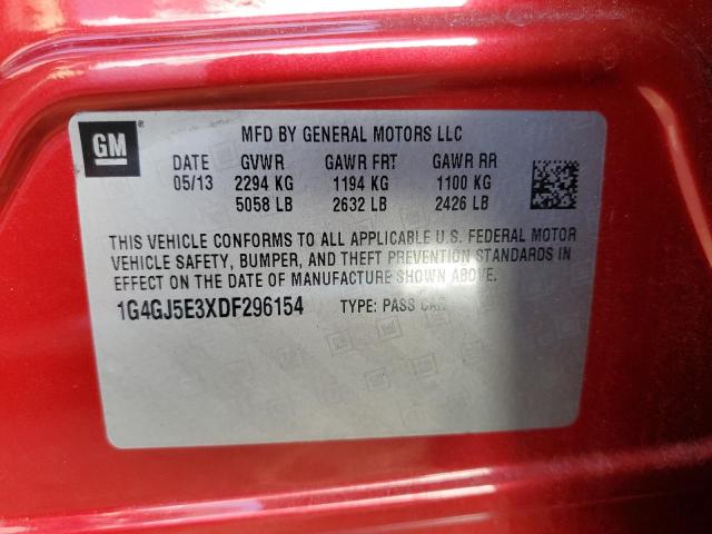 1G4GJ5E3XDF296154 - 2013 BUICK LACROSSE T RED photo 10