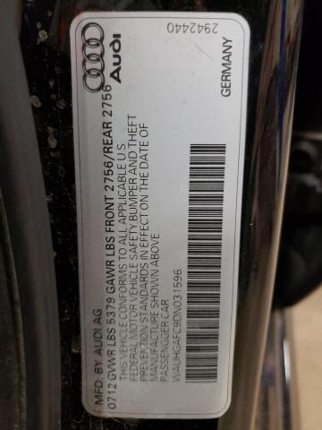 WAUHGAFC9DN031596 - 2013 AUDI A6 PRESTIG შავი ფოტო 10