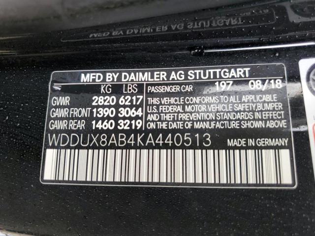 WDDUX8AB4KA440513 - 2019 MERCEDES-BENZ S MERCEDES BLACK photo 10