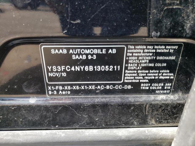 YS3FC4NY6B1305211 - 2011 SAAB 9-3 AERO BLACK photo 10