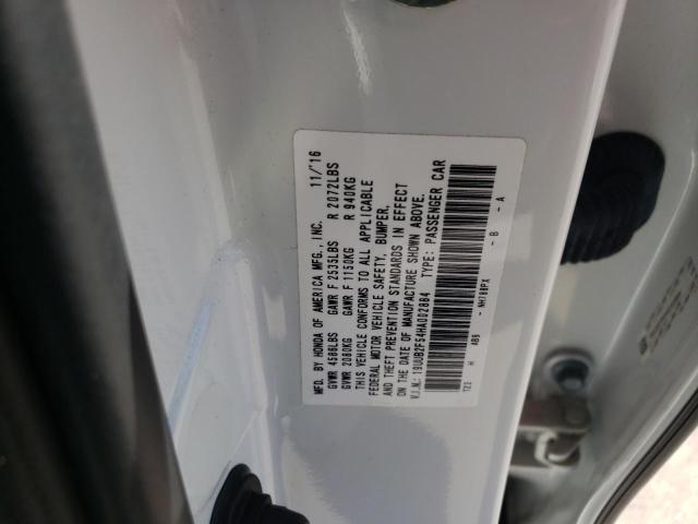 19UUB2F54HA002884 - 2017 ACURA TLX TECH WHITE photo 10