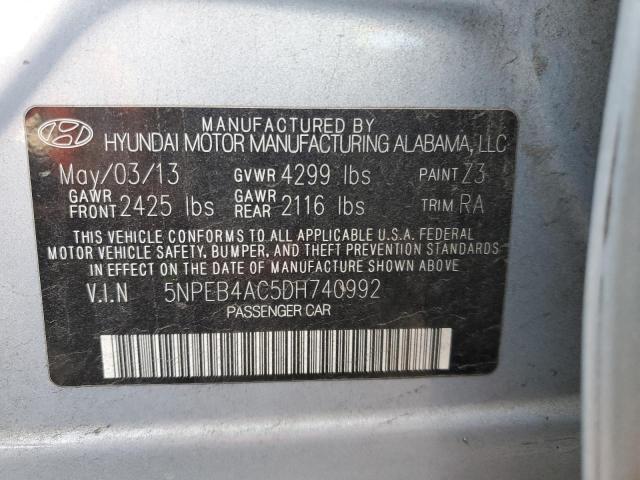 5NPEB4AC5DH740992 - 2013 HYUNDAI SONATA GLS BLUE photo 10