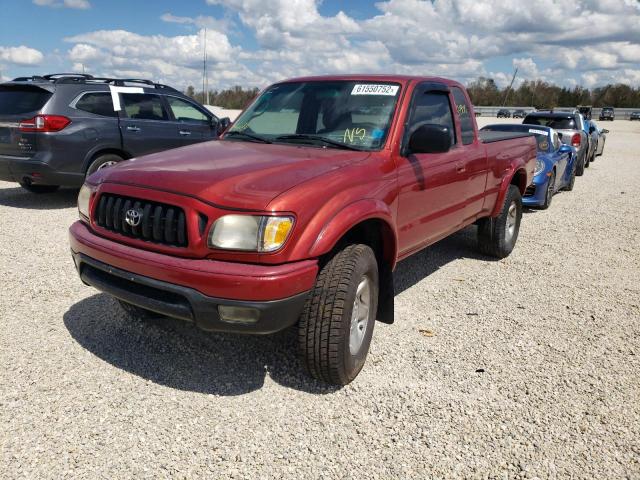 5TEWN72N72Z096323 - 2002 TOYOTA TACOMA XTR BURGUNDY photo 2