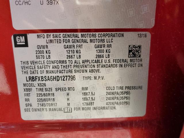 LRBFXBSA6HD127796 - 2017 BUICK ENVISION E RED photo 10