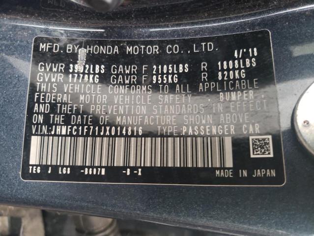 JHMFC1F71JX014816 - 2018 HONDA CIVIC EXL أزرق صورة 10